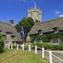 All Saints Church and thatched cottages, Godshill, Isle of Wight