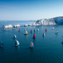 Photo of yachts sailing by the Needles Isle of Wight
