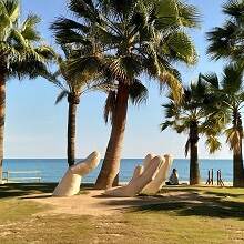 Sculpture of large hand in Fuengirola.